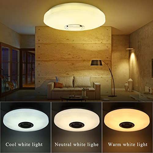 Rgb Led Flush Mount Ceiling Light With Remote & App Control 36W 3600Lm 3000K-6500K Dimmable Color Changing Led Modern Round White Ceiling Lamp For Party Festival Kitchen Bedroom Bathroom Child Room #TOP3