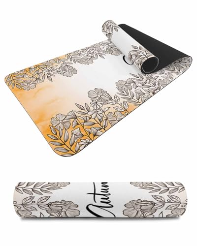 Debedcor Heat Proof Table Pads Waterproof Decorative, Fall Floral Non-Slip Table Countertop Protector, Farmhouse Thanksgiving Botanical Leaves Insulation Mat for Kitchen Room, 40 x 12 Inches