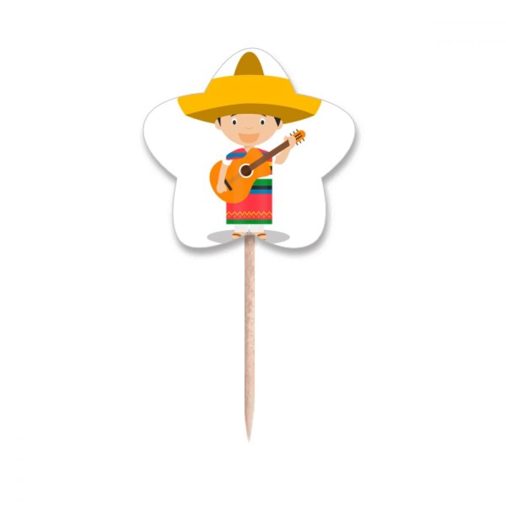 Cure-dents guitare mexicaine chapeau dessin animé avec drapeaux étoiles pour buffet