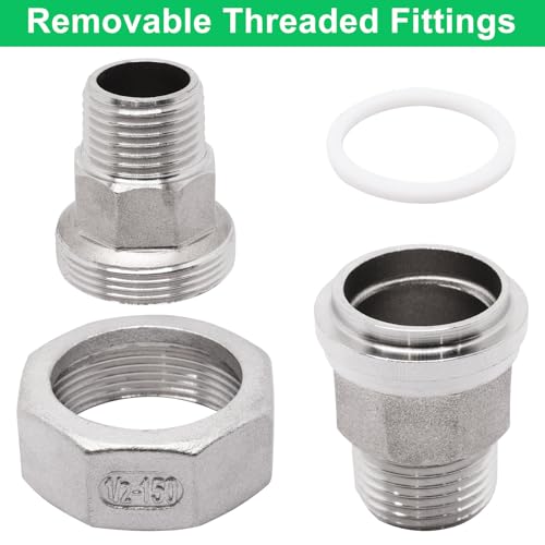 Image of 2Pcs Cast Pipe Fittings Union, 1 /2 inch NPT Male x 1 /2 inch NPT Male Thread 304 Stainless Steel Hex Head for Industrial, Class 150