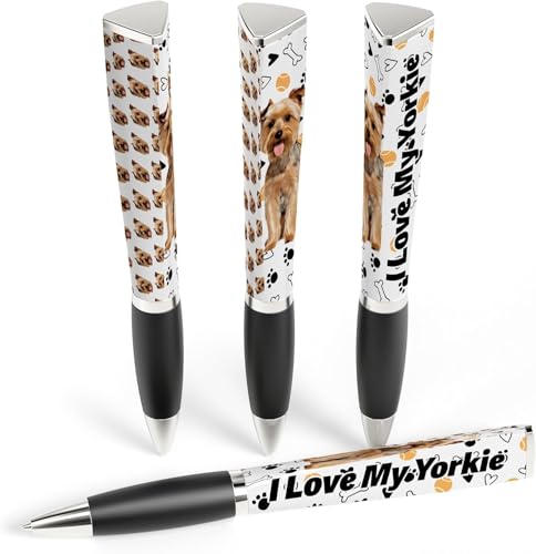 ANINKABOVE I Love My Dog Ballpoint Pen, 4 Pens, 3-Sided, Yorkie Birthday Gift, Fun Pens Dog Lovers Gifts For Women & Cool Dog Parent - School Supplies (Yorkie Gift)