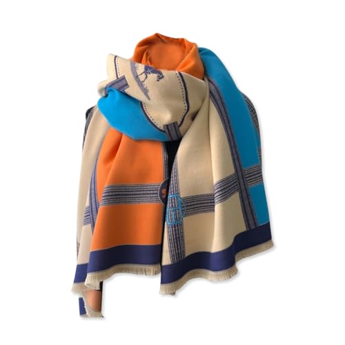 LumiSyne Invierno Bufanda Chal De Cachemira Para Mujer Bloques De Color Patrón Caballo Bufanda Reversible Con Borla Pashmina Chales y Envolturas Largo Grande Fulares Ligero...