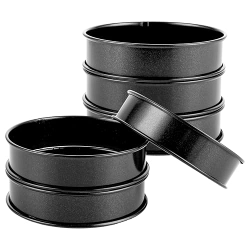 LDHHYH 6 Pièces Moule Pancake Rond 10 cm, Moules à Muffins Antiadhésifs en Acier, Anneaux de Cuisson Réutilisables pour Crumpets, Œufs, Mini Crêpes et...
