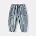 Toddler Boys Cargo Denim Jeans Baggy Elastic Waisted Denim Pants Kids Boys Causal Fashion Y2k (Blue, 12-18 Months)