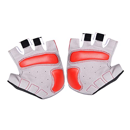 COLLBATH 1Pair Unisex Half Finger Biking Gloves Breathable Skid Resistant Sports Gloves for Cycling Outdoor Activities XL Red for Riding Jogging Fishing Hiking