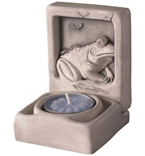 JBK Pottery Ceramic Tea Light Candle Holders (1, Frog Flies Antique White)