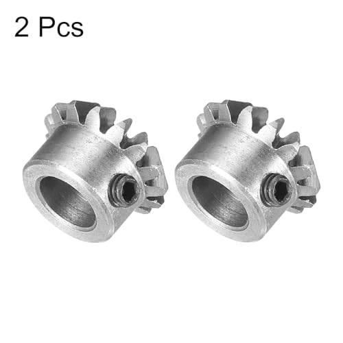 QUARKZMAN 2 Stück Kegelrad 0,8 Modul 1:1 Übersetzungsverhältnis 15Z 6mm Bohrung Kegelraddrehzahnrad 45# Stahl, 45 Grad Lenkgetriebe für Hardware-Mechanikdrehung, Schwarz
