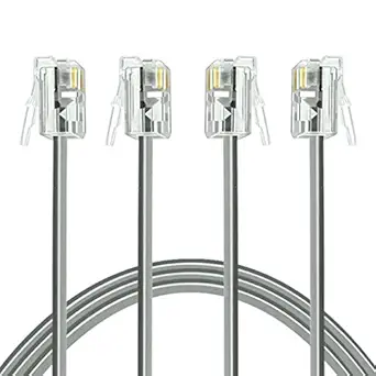 (2 Pack) Short Telephone Cord 2 ft RJ11 6P4C Male to Male (2 feet)