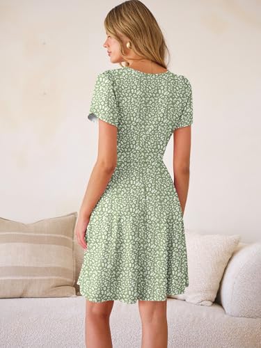Image of ANRABESS Womens Summer Dresses Short Sleeve Wrap Deep V Neck A-Line Floral Dress Causal Flowy Boho Beach Vacation Sundress