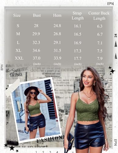 Image of Avidlove Lace Bralette for Women Spaghetti Strap Tank Top V Neck Slim Basic Camisoles