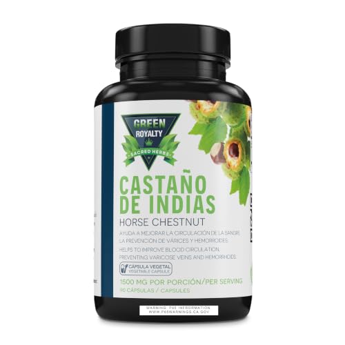 Horse Chestnut Capsules Castao de Indias 1500 mg per Serving | Supports Circulation & Vein Health | Promotes Leg Comfort & Wellness | Vegan Non-GMO Made in USA 90 Vegetable Capsules