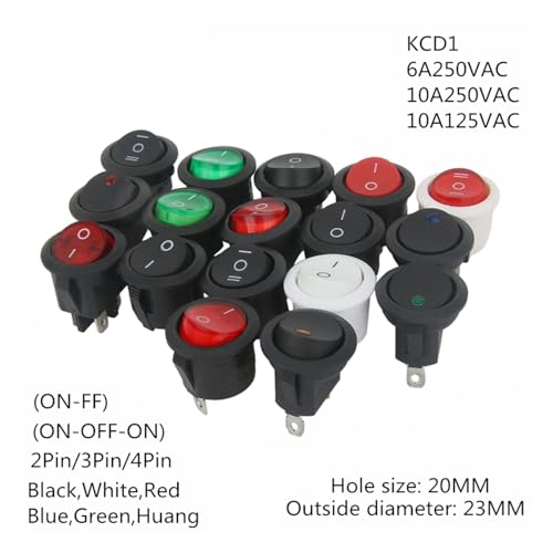 Interrupteur à bascule 12V avec éclairage LED commande ON-OFF 20MM - 2