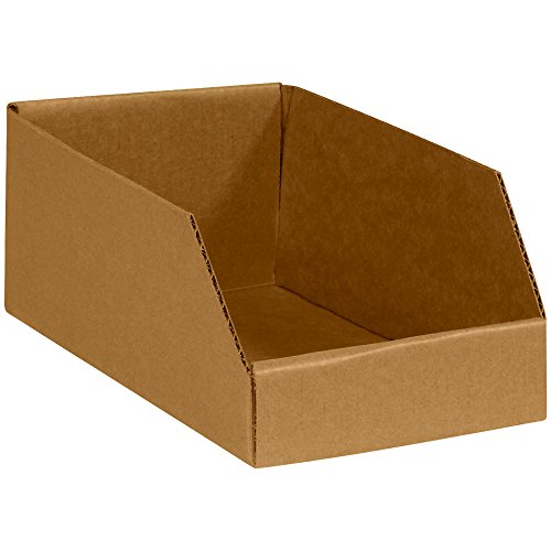 Image of BOX USA BBINMT612K Open Top Bin Boxes, 6 inch x 12 inch x 4 1 /2 inch, Kraft (Pack of 50)