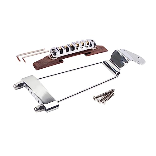 BESPORTBLE String Archtop Jazz Guitar Bridge with Adjustable Rosewood Base Tailpiece Durable Silver Design for Enhanced Performance and Compatibility with Jazz Guitar Parts
