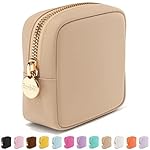 Embla Makeup Bag Travel Cosmetics Pouch and Toiletry Bag, Nylon Zipper Pouch Purse, Cute Make Up Organizer Storage Tote for Women Girls, Waterproof Travel Skincare Case, Small Makeup Bags, Sand