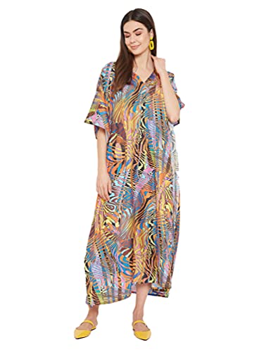 Image of Oussum Women Plus Size Kaftan Kimono Loose Maxi summer dresses for women Beach 3 /4 Sleeve Casual lounge dress Boho