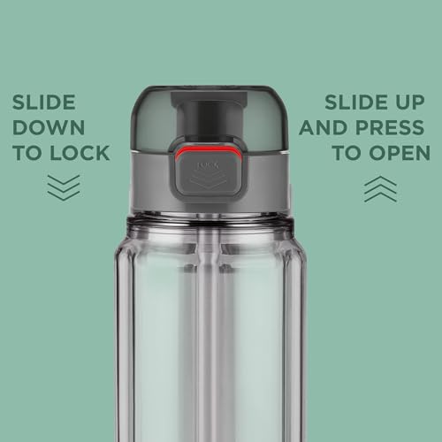 Image of MILTON Aston 700 BPA & BPS-Free Water Bottle 700 ml| Food-Grade Plastic | One-Click Open | Leak-Proof | Sip & Gulp Lid I Ideal for Office, School, College, Gym, Grey