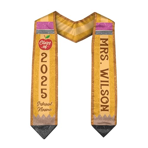 Pencil Stole Graduation for Teachers, Custom Graduation Stole Class of 2025, Teacher Graduation Stole, Teacher Stole 2