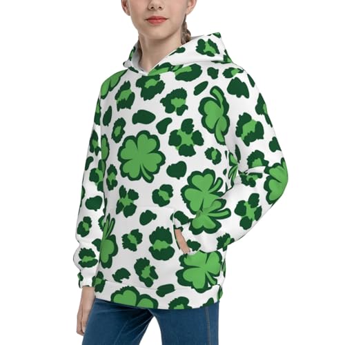 Leopard print St. Patrick's Day Kid Hoodies Boys Sweatshirts Girls Pullover with Pocket2