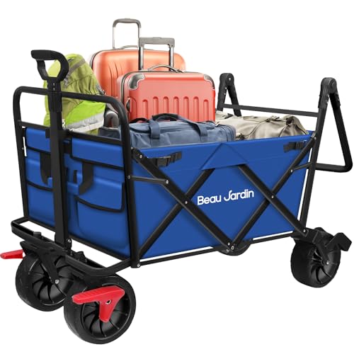 BEAU JARDIN Carretillas de Carro Plegable con Freno con Carro Plegable de...