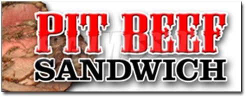 24" Pit Beef Sandwich Decal Sticker BBQ Smoked Meat Beef Grilled Restaurant