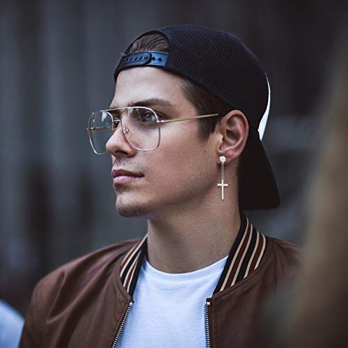 Newitin 9 Pairs Magnetic Stud Earrings For Men Stainless Steel Magnetic Earrings Men Clip On Earrings Non Piercing Cross Earrings Unisex Cz Hoop Dangle Cross Magnetic Earrings For Men Women #TOP6