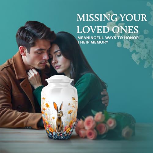 Image of Rabbit Urn - Keepsake for Ashes - Combo 2 - Large with 3 Inch Pack of 2 - Burial Memorial Urns - Human Remains Urn - Decorative Keepsake Urns Ash