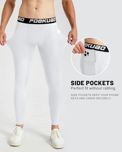 Compression Pants for Men with Pockets Running Leggings Workout Tights Base Layer for Athletic Gym Basketball3