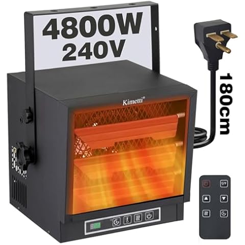 INNOVATIVE LIFE 4800-Watt Electric Garage Heater 240V with Thermostat and Timer, Efficient Fan-Forced Shop Heater with Safety Overheat Protection and Full-Function Remote Cover
