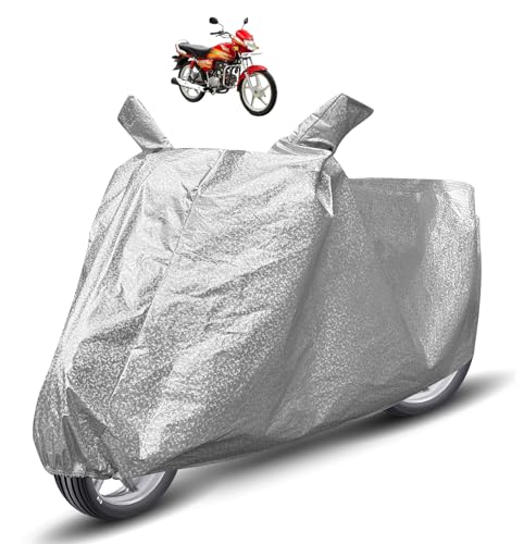 Image of Auto Hub Waterproof Bike Cover Compatible with Hero Hf Deluxe Dustproof, UV Protection Two Wheeler Bike Hf Deluxe Cover - Metallic Silver