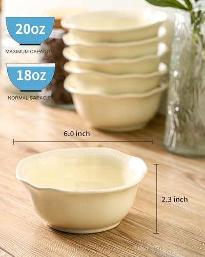 Hasense-Ceramic-Soup-Bowls-20-oz-Cereal-Bowls-Set-of-6-for-Kitchen-Microwave-Oven-and-Dishwasher-Safe-For-Cereal-Fruit-Salad-Ramen-Soup-Noodle-Housewarming-Present-Lotus-Bowls-Beige Hasense Ceramic Soup Bowls 20 oz Cereal Bowls Set of 6 for Kitchen Microwave Oven and Dishwasher Safe For Cereal Fruit Salad Ramen Soup Noodle Housewarming Present Lotus Bowls Beige