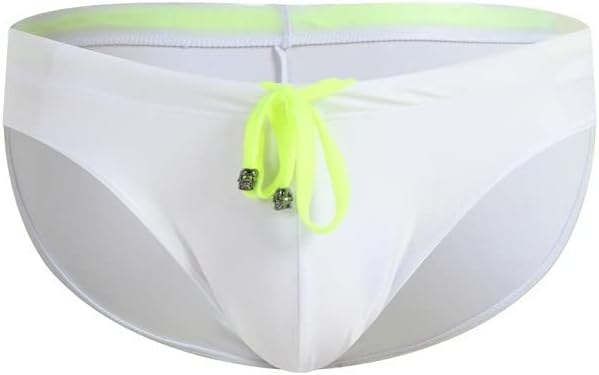 Men's Solid Swim Briefs Drawstring Mens Swimming Briefs Quick Dry Budgie Smugglers Comfort Swimming Trunk Skimpy Swimwear Bikini Sport Swimsuit Sexy Bathing Suit with Drawstring for Beach Pool