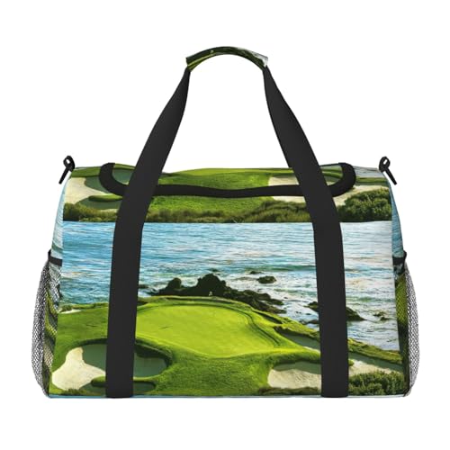 Sac de voyage élégant pour femmes avec imprimé golf, finitions soignées noir