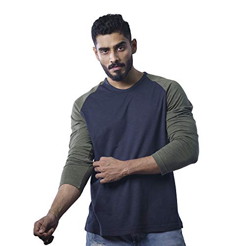 Image of Crew Neck Dual Colour Full Sleeve Regular fit T-Shirts for Men Sizes from XS to 8XL