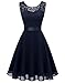 BeryLove Femme Robe de Cocktail Courte Top Dentelle Jupe Mousseline Swing pour Bal Mariage BLP7005Navy M