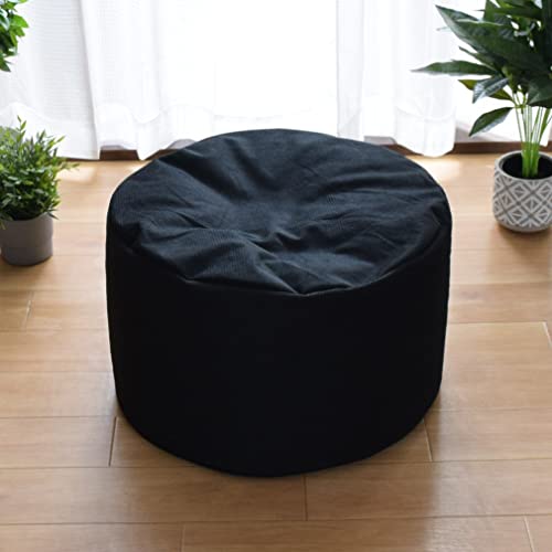 StorePocket ビーズクッション おしゃれ ビーズスツール クッション 円形 約50R×30cm 千鳥格子風 シンプル コンパクト オールシーズン 可愛い かわいい 枕 椅子 イス スツール 継ぎ足し可 ブラック