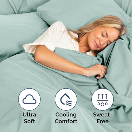 Image of Cal King Size 4 Piece Sheet Set - Ultra Soft & Cooling Sheets - Light Teal