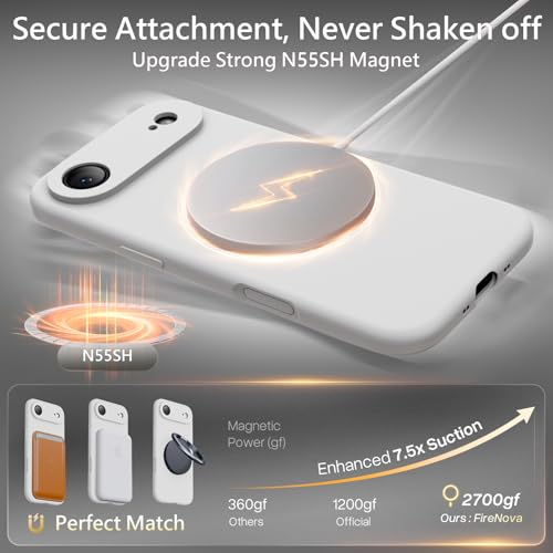 Image of FireNova Magnetic for iPhone Air Case, Compatible with MagSafe, [Integrated Silicone Camera Control Button] [Camera Protection] Microfiber Lining Phone Case for iPhone 17 Air, 6.5 inch, White