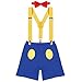 Neugeborenes Baby Jungen Donald Duck 1./2 ./3. Geburtstag Outfit Bloomers+Verstellbare Hosenträger mit Y-Rücken+Fliege 3-teiliges Kleidungsset Cake Smash Fotoshooting Kostüm Blau 2 12-18 Monate