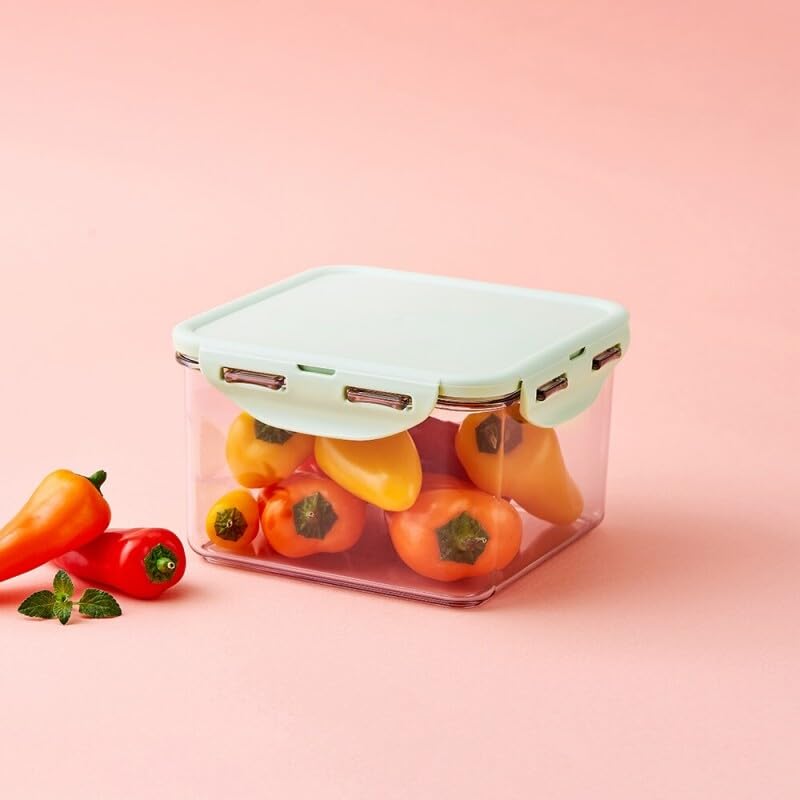 Image of LocknLock Bisfree Pure Airtight Food Storage Container 1300ML (Square) | Leakproof & BPA-Free Plastic Box | Kitchen Organizer for Snacks, Spices, Fruits & Meal Portions - Light Green