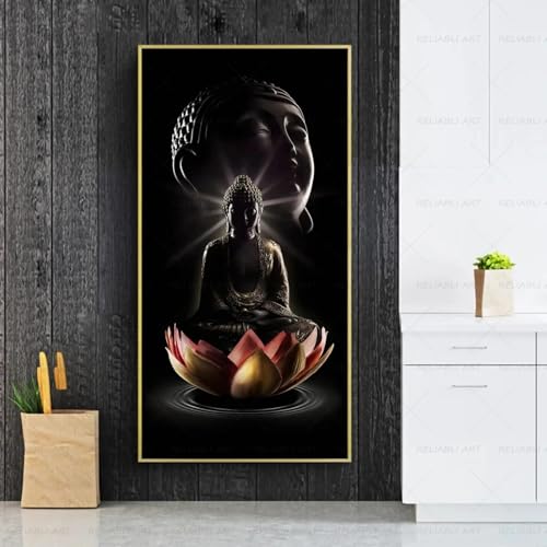 Tableau mural zen Bouddha peinture sur toile moderne 80x160 - 2
