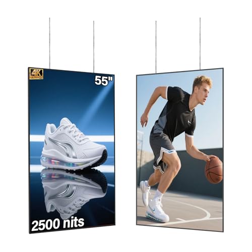 Image of 55inch Digital Signage Display, 4K 2500nits High Brightness Slim Fit Frameless Digital Signage, LCD Advertising Display, CMS / Plug & Play Auto Play, 7 /24 Timer Switch, Built-in Speaker, Android OS11