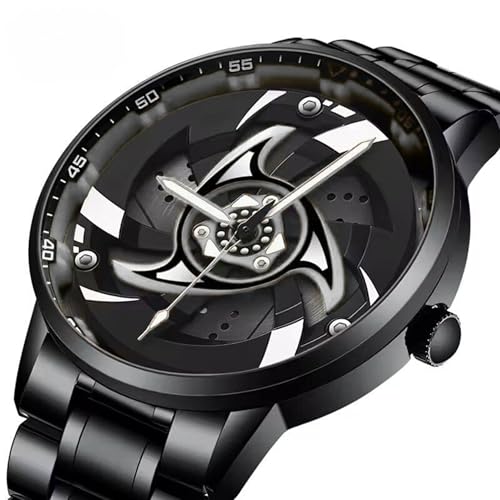 Image of GOLDENIZE FASHION Branded Men's Sport Quartz Watch Arrow Wheel Dial 360 Rotating Casual Fashion Stainless Steel Alloy Mens & Boy's Luxury Metal Gift Creative Watch