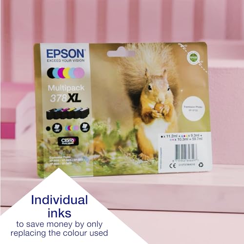 Epson Imprimante Expression Photo XP-8700, Multifonction 3-en-1 : recto verso / Scanner / Copieur, A4, Jet d'encre 6 couleurs, Wifi Direct, Ecran tactile, Cartouches séparées, Compact, Noir