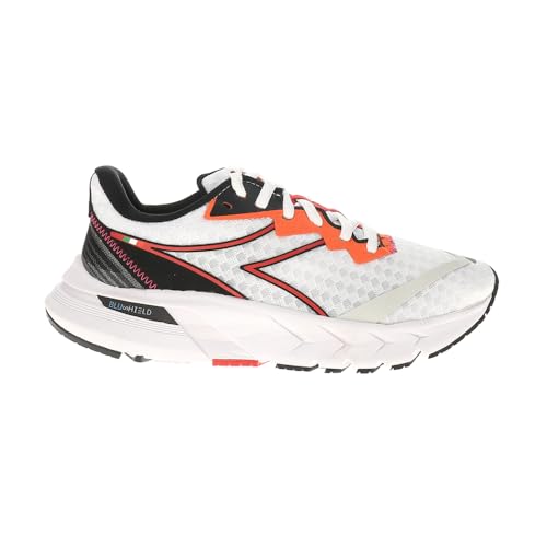 Image of Diadora Womens Mythos Blushield Volo 2 Glam Running Sneakers Shoes, White/Black/Fiery Red, 11