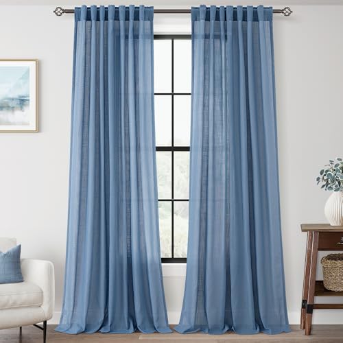 Jolilight Denim Blue Curtains for Living Room Back Tab Modern