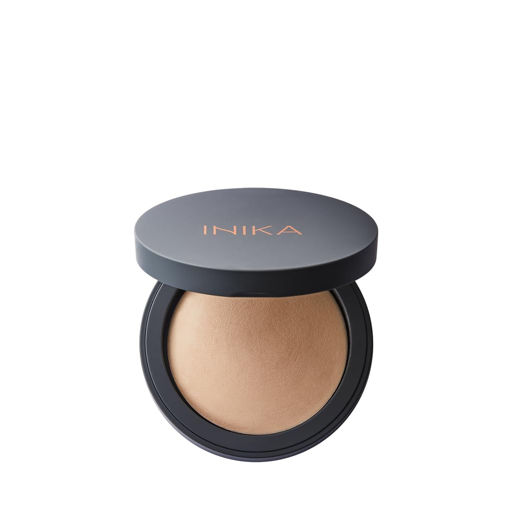 INIKA Organic Buildable Baked Mineral Foundation Compact Powder - Lightweight, Breathable Natural Base with Hydrating Squalane and Magnolia Bark