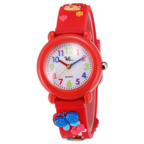 Image of Jewtme Kids Time Teacher Watches 3D Cute Cartoon Silicone Children Toddler Butterfly Wrist Watches for Ages 3-10 Boys Girls Little Child