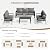 VONZOY 7 Seats Patio Conversation Set, Outdoor Furniture Set Modern Aluminum Sectional Sofa with Cushion and Coffee Table for Balcony, Porch,Garden,Backyard
