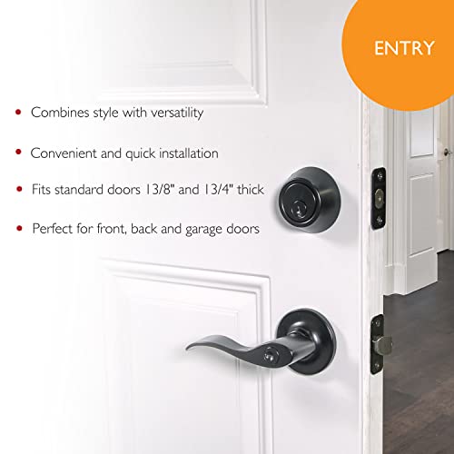 Image of Design House Springdale Keyed Entry Door Lever, Matte Black | Surface, Transitional, Brass, Hardware, 778886